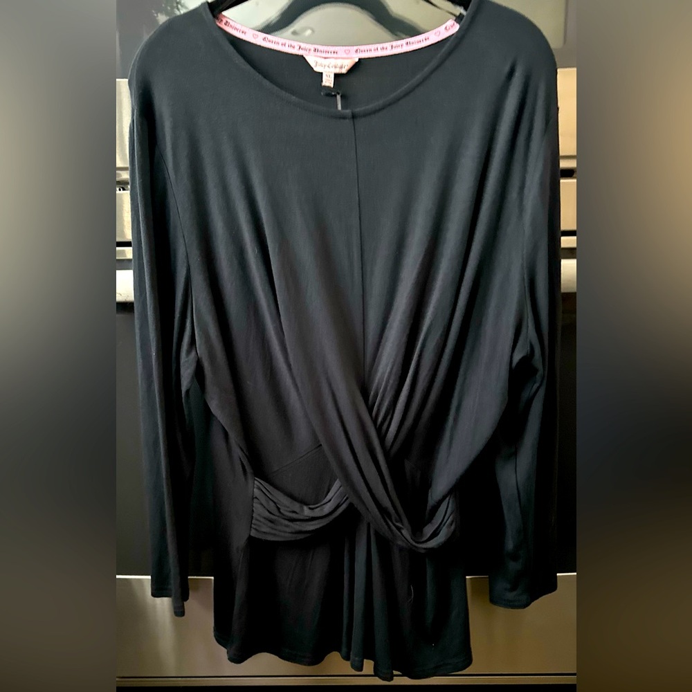 Juicy Couture Black Blouse with cross-over detail.